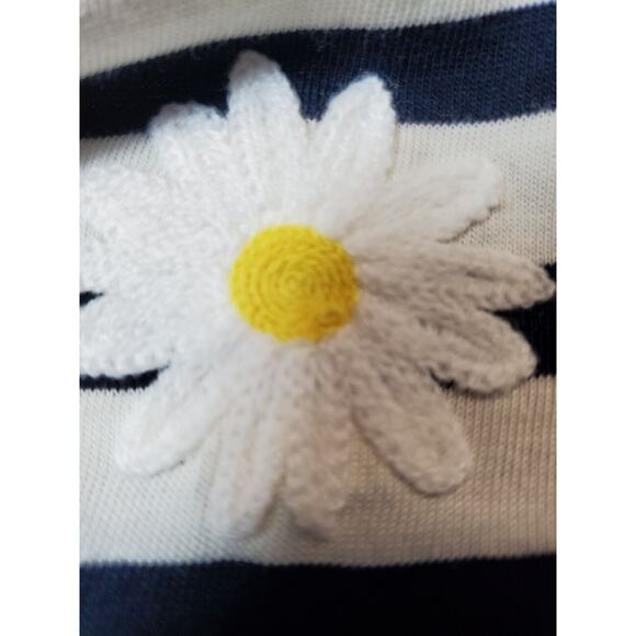 Talbots Top Womens Large Petite French Striped Blue White Embroidered Flowers - Picture 5 of 8